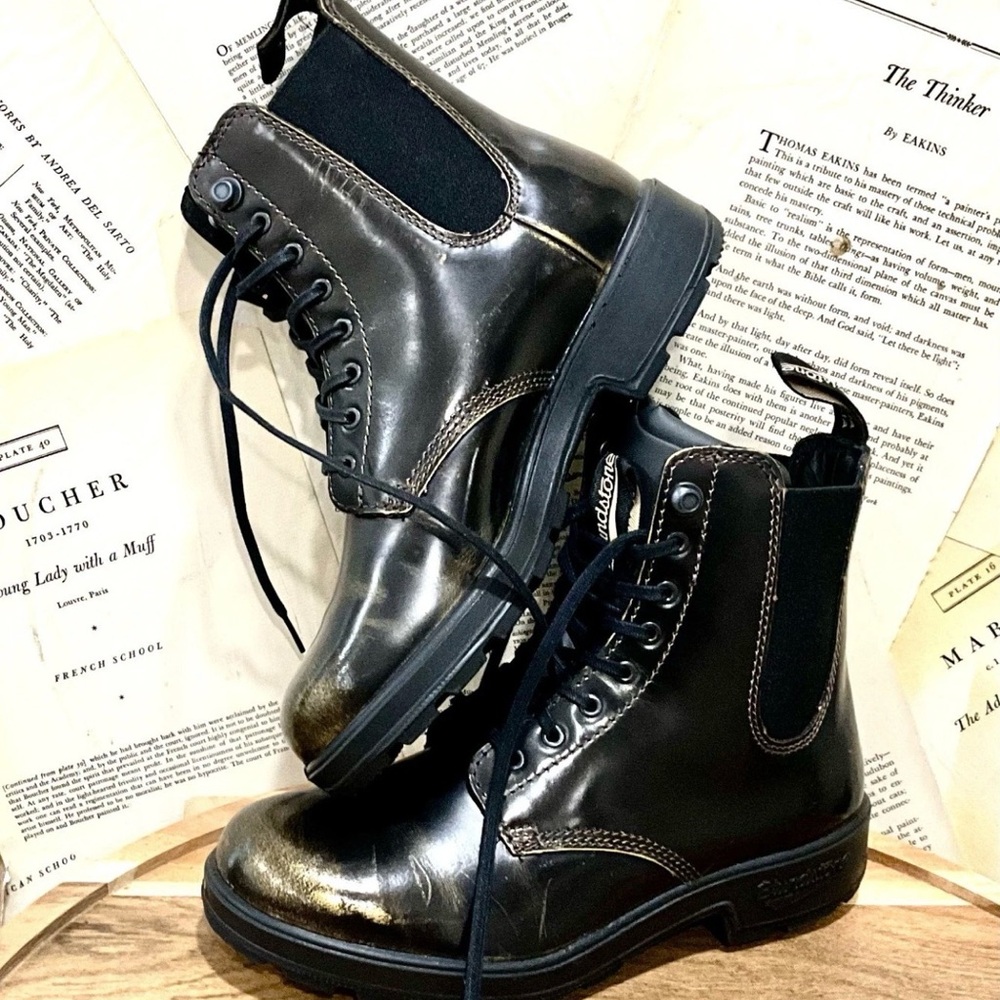 Free People Blundstone 2219 Gore Boot Black Gold Brushed Patent